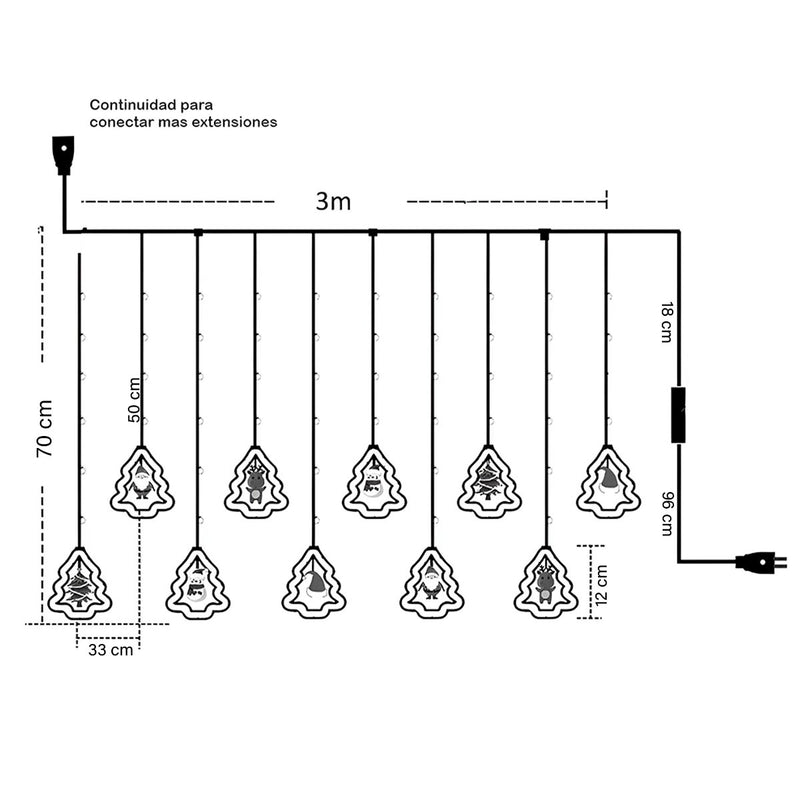 Cortina de Luces LED Intercalada para Navidad (3 m) 🎄✨