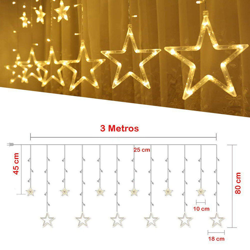 Cortina Luz Led Estrellas x3 Mt Navidad